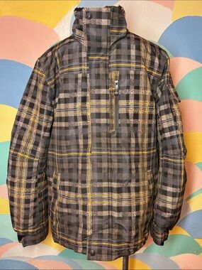 ZeroXposur Plaid Winter Jacket in Black, Gray & Yellow mens sz L